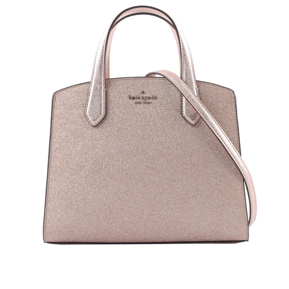 【Kate Spade】Tinsel 閃亮布質手提/斜背二用包(玫瑰金)/ 平行輸入