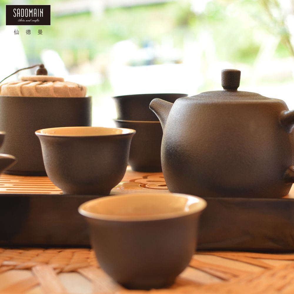 【SADOMAIN 仙德曼】粗陶茶具套裝旅用14件組(一壺四杯)