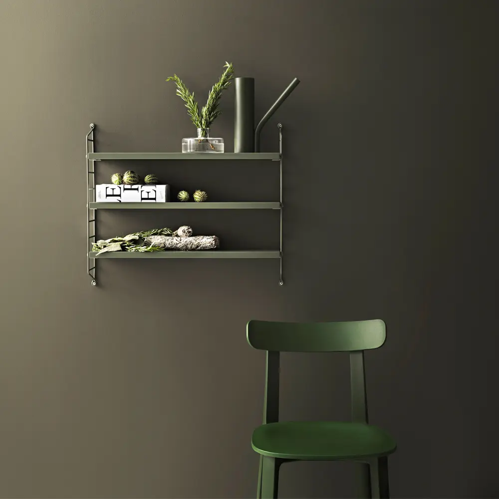 北歐櫥窗/String Furniture Pocket 壁掛三層架(鼠尾草綠、MDF 層板)