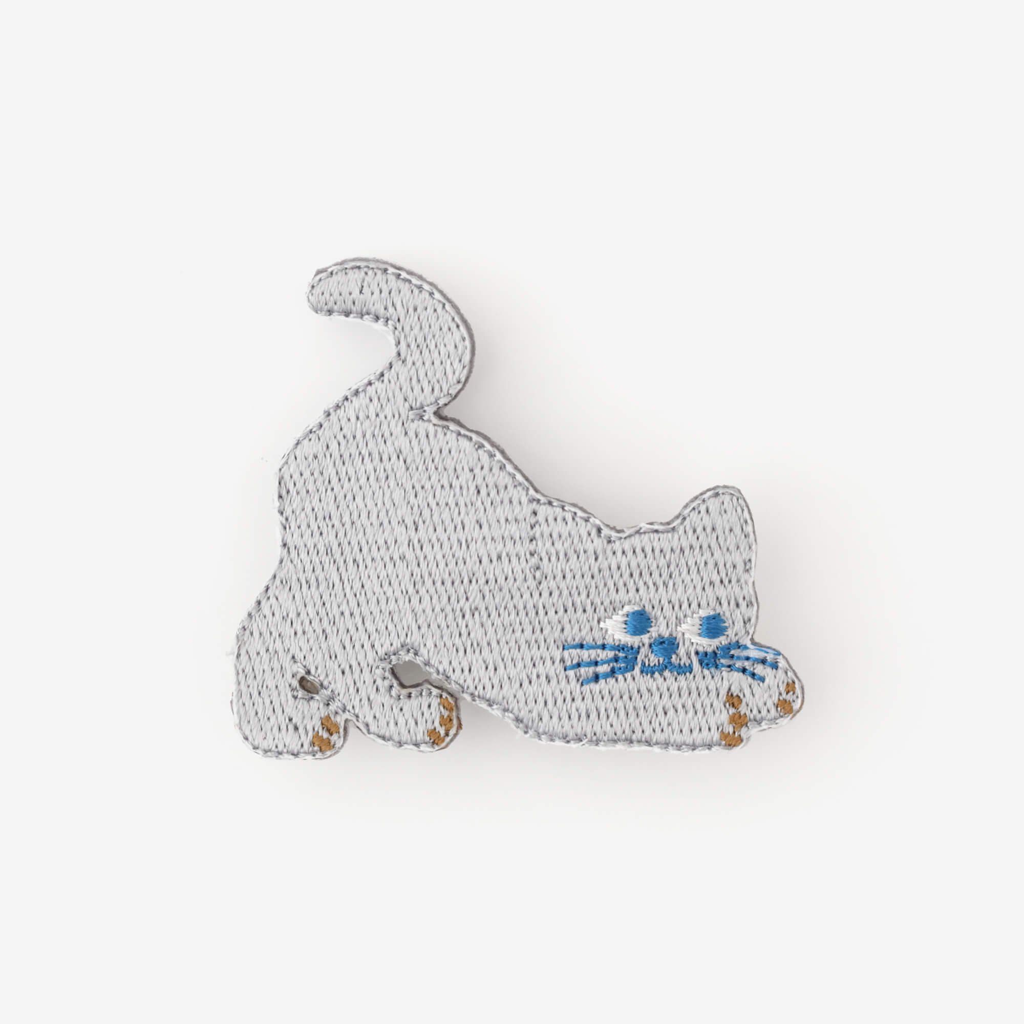 日本 SOU．SOU 刺繡胸章/ Silver Cat