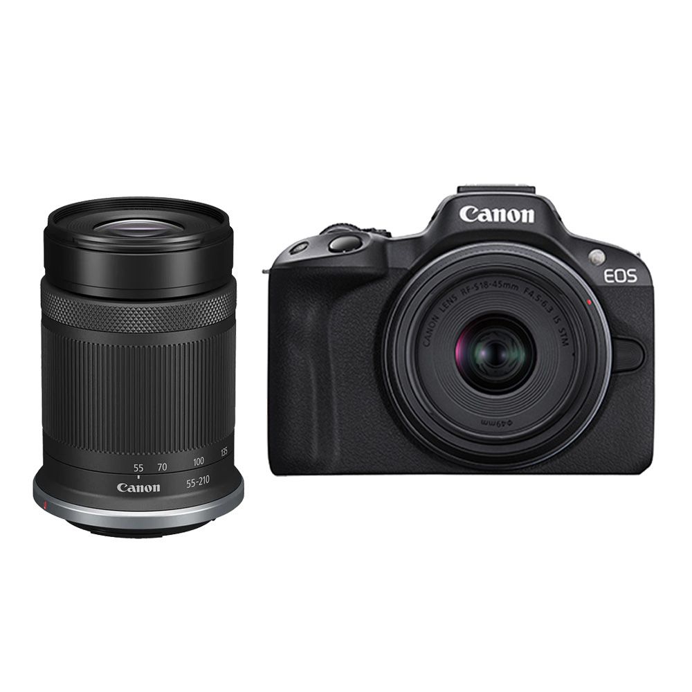 【贈專業攝影相機包】Canon EOS R50 無反光鏡數位相機 RF-S 18-45mm + RF-S 55-210mm 相機鏡頭 旅遊雙鏡組 公司貨 黑色