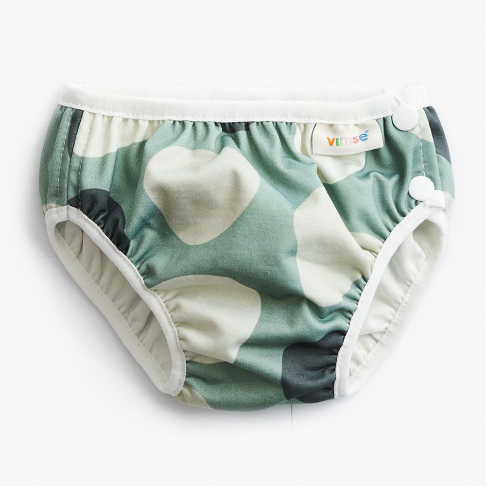 Vimse-彈性防漏游泳尿褲(粉綠幾何)M 7-10kg