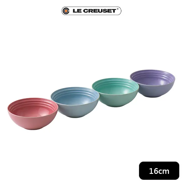 LE CREUSET瓷器早餐榖片碗四入組/ 16CM/ 布列塔尼圓舞曲