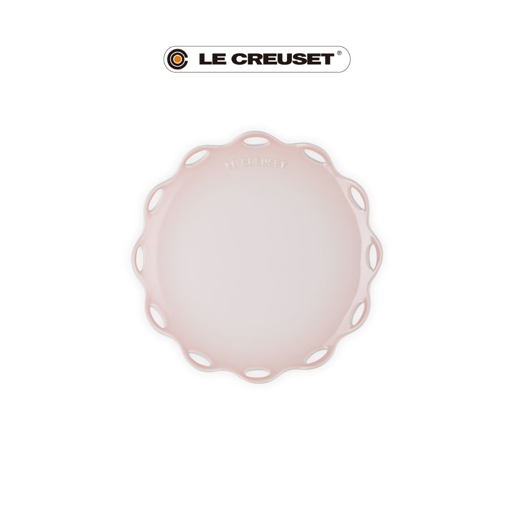 LE CREUSET瓷器蕾絲花語系列圓盤/ 25cm/ 貝殼粉