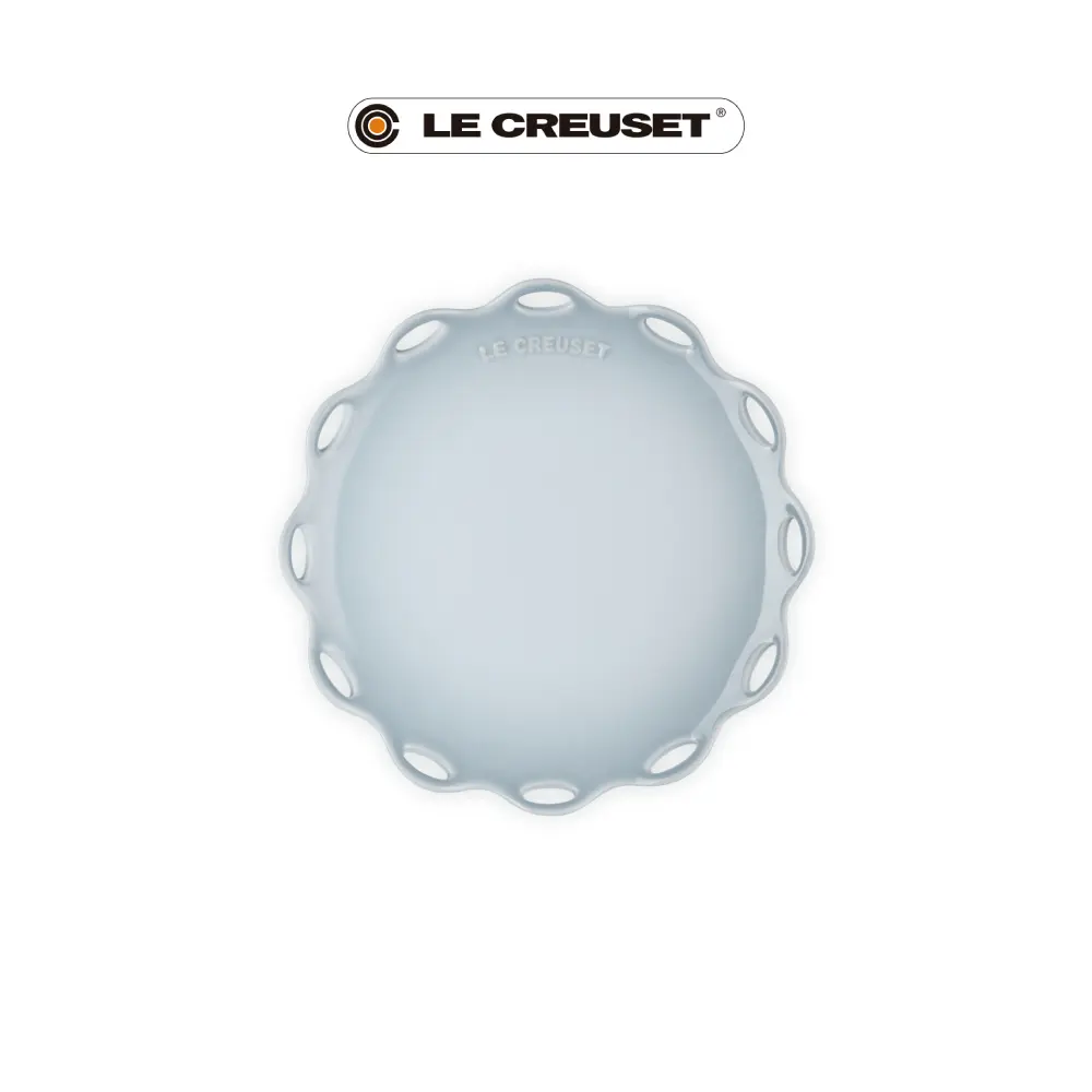 LE CREUSET瓷器蕾絲花語系列圓盤/ 25cm/ 銀灰藍