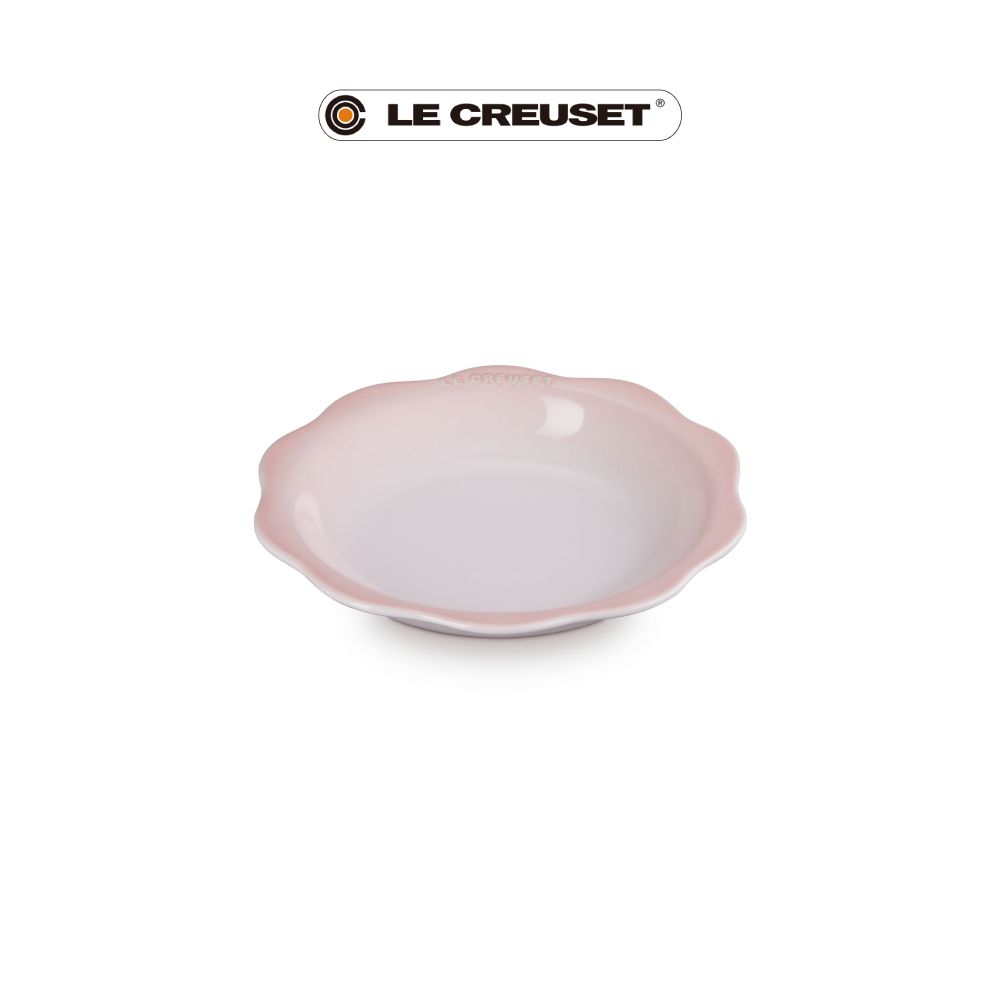 LE CREUSET瓷器蕾絲花語系列深圓盤/ 24cm/ 貝殼粉