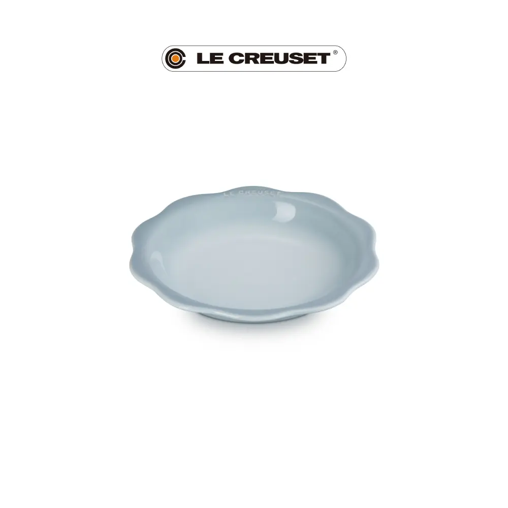 LE CREUSET瓷器蕾絲花語系列深圓盤/ 24cm/ 銀灰藍