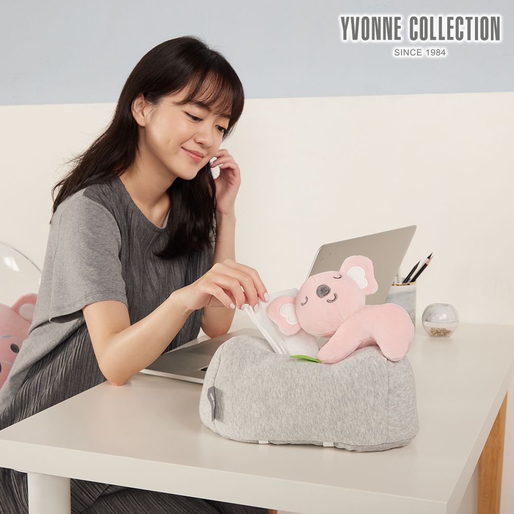 YVONNE COLLECTION無尾熊面紙套-寧靜灰/天竺葵粉