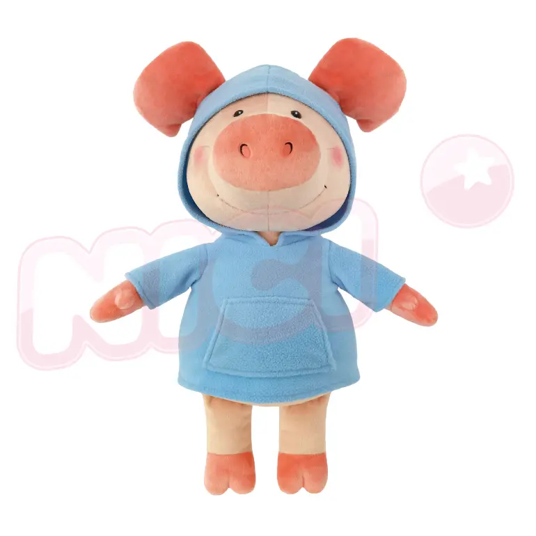 NICI藍帽T小豬威比坐姿玩偶/ 50cm