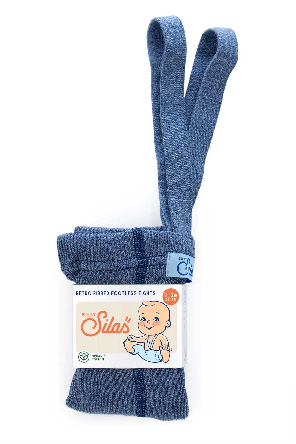 Silly Silas復古羅紋吊帶褲 / Steel Blue Blend / 6-12M