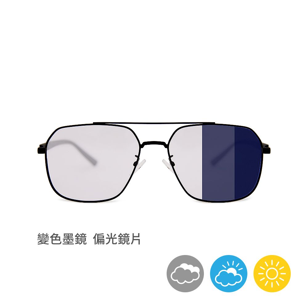 ALEGANT極簡俐落晶石灰飛官款方框感光變色偏光太陽眼鏡 UV400太陽眼鏡 全天候適用 天空島的高地丘陵