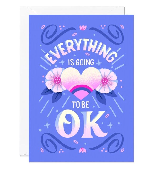 RICICLE萬用卡/ Everything Is Going to Be Ok/ 紫底桃紅心