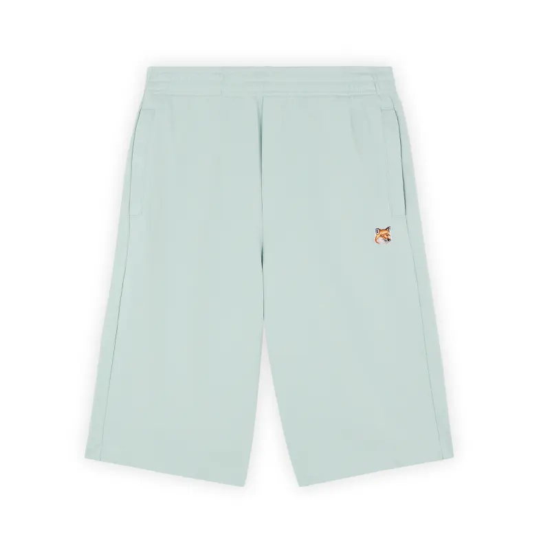 MAISON KITSUNÉ 水藍ACTUA狐狸頭LOGO休閒五分褲--S