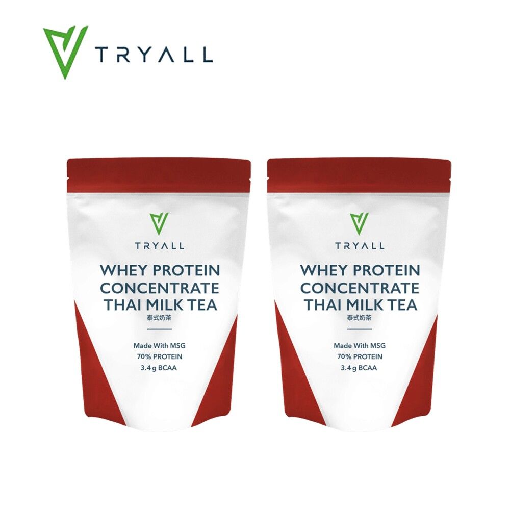 [台灣 TRYALL] 濃縮乳清蛋白粉-泰式奶茶2入組 (500g/袋)