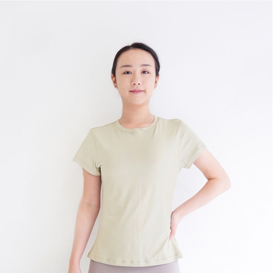 【Mukasa】DURABLE 簡約短袖運動上衣 - 奶油杏 - MUK-22041 - M