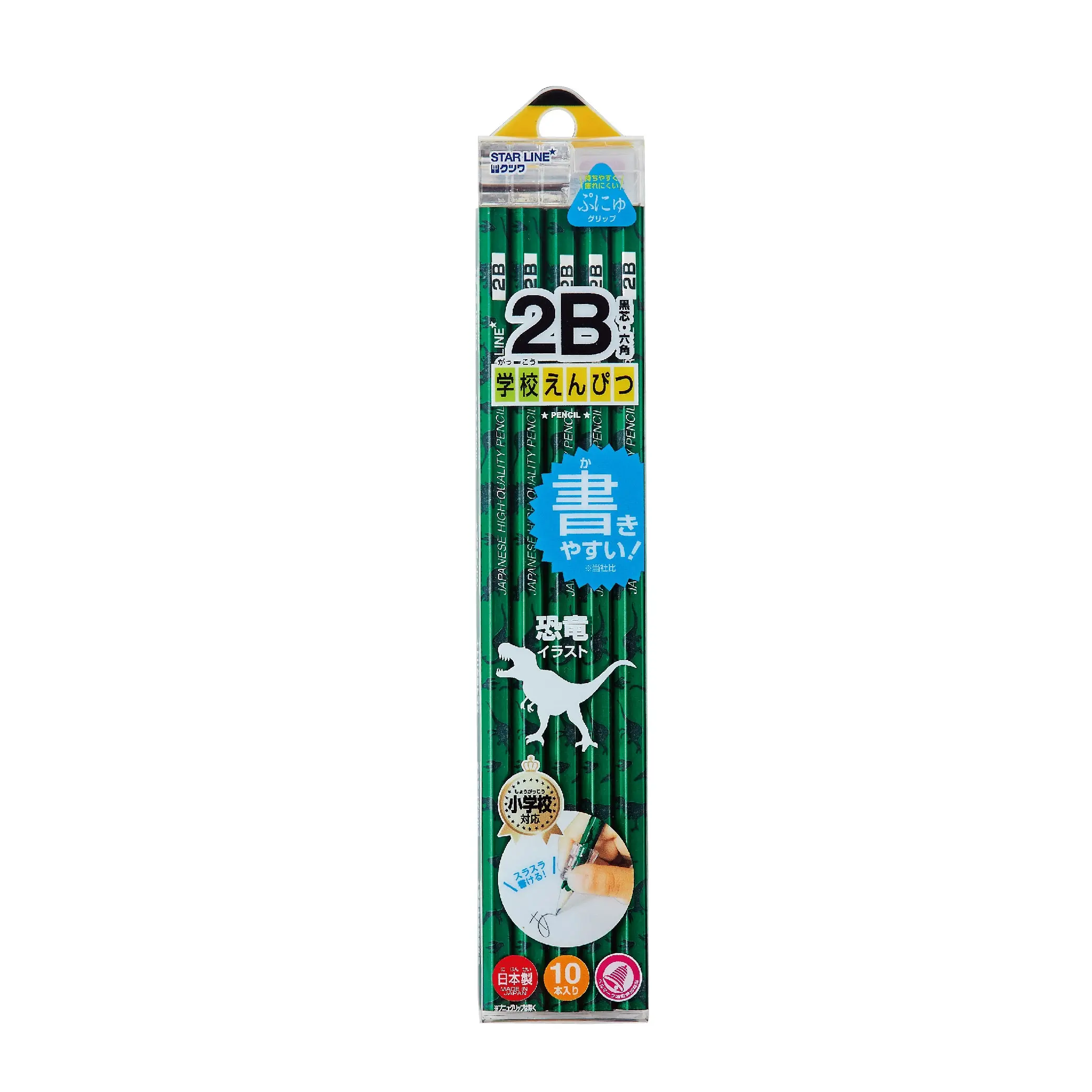 KUTSUWA不易斷芯2B鉛筆/ 10入組/ 恐龍綠